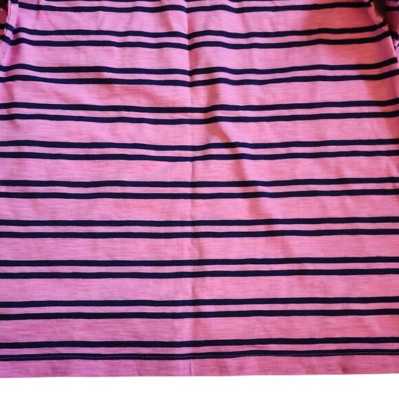 Joe Fresh Womens Knit Top Size M Pink Navy 3/4 Raglan Sleeve Button Shoulder - Picture 6 of 11